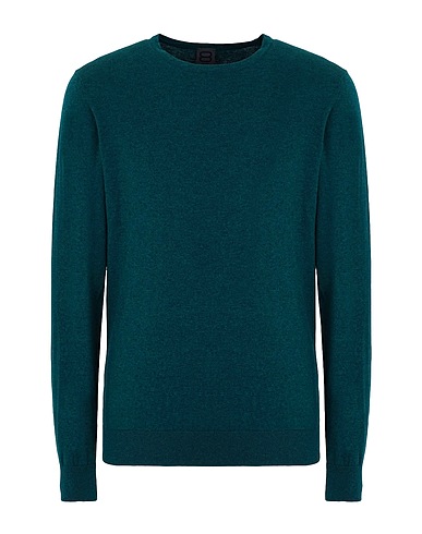8 by YOOX Pullover COTTON-CASHMERE BLEND BASIC CREW-NECK JUMPER
 Smaragdgrün 95% Organische Baumwolle, 5% Kaschmir