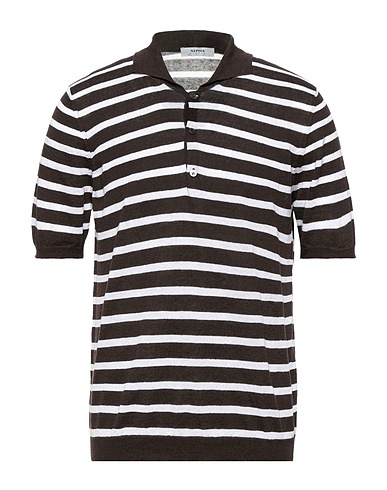 ALPHA STUDIO Jumper Dark brown 65% Linen, 35% Cotton