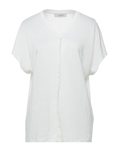 ALPHA STUDIO T-shirt White 100% Linen
