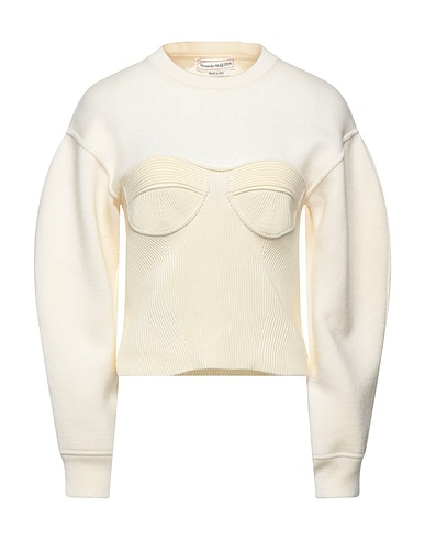 MCQUEEN Jumper Ivory 92% Wool, 6% Polyamide, 2% Elastane, Cotton