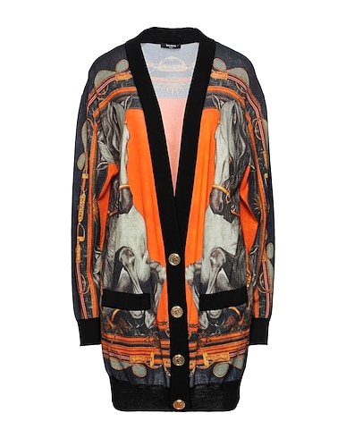 BALMAIN Cardigan Orange 100% Virgin Wool