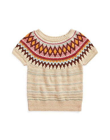 POLO RALPH LAUREN Jumper JACQUARD SHORT-SLEEVE SWEATER
 Beige 64% Cotton, 33% Linen, 3% Other Fibres