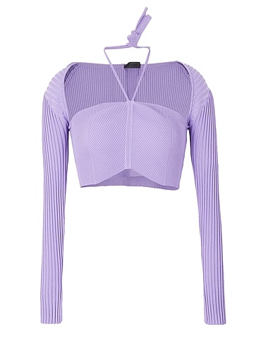 8 by YOOX Top RIBBED KNIT CROP TOP
 Lilac 55% Viscose, 43% Polyamide, 2% Elastane