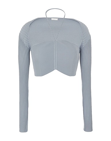 8 by YOOX Top RIBBED KNIT CROP TOP
 Grey 55% Viscose, 43% Polyamide, 2% Elastane