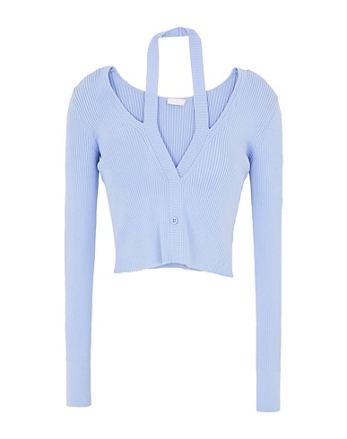 8 by YOOX Jumper RIBBED L/SLEEVES KNIT CROP TOP
 Lilac 55% Viscose, 43% Polyamide, 2% Elastane
