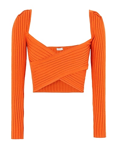 8 by YOOX Top RIBBED L/SLEEVE KNIT CROP TOP
 Arancione 72% Viscosa, 28% Poliestere