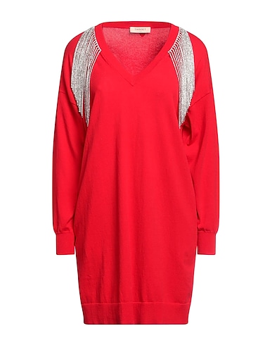 TWINSET Vestito corto Rosso 73% Cotone, 23% Poliammide, 4% Elastan