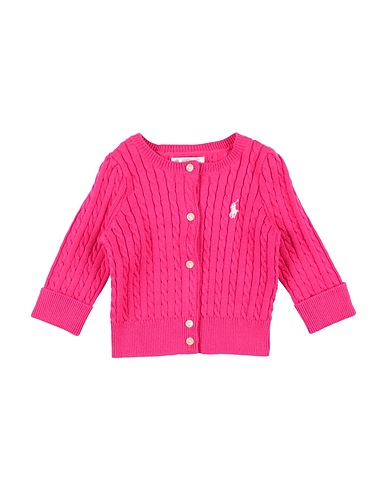 POLO RALPH LAUREN Cardigan Mini-Cable Cotton Cardigan
 Magenta 100% Cotton