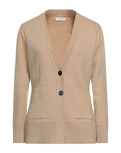 SANDRO Cardigan Beige 47% Wool, 30% Viscose, 16% Polyamide, 7% Cashmere