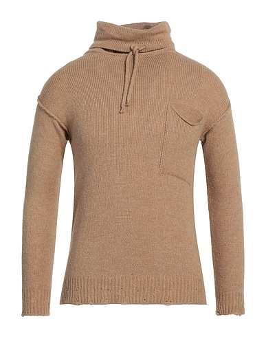 DANIELE ALESSANDRINI HOMME Polo neck Sand 56% Acrylic, 30% Polyamide, 7% Viscose, 7% Wool