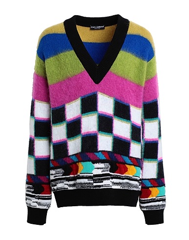 DOLCE & GABBANA Jumper Black 48% Mohair wool, 20% Virgin Wool, 20% Synthetic fibers, 7% Alpaca wool, 5% Cashmere