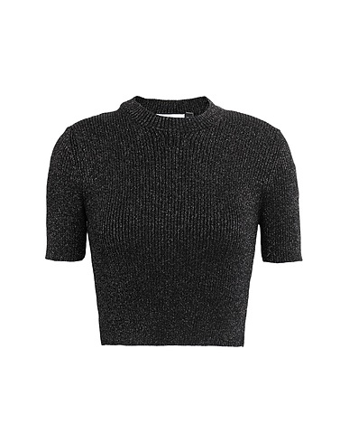 GCDS Sweater RIBBED LUREX CROP TOP Black 71% Viscose, 24% Polyester, 5% Metallic fiber