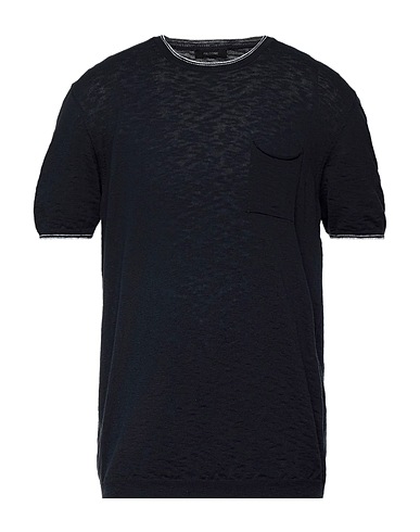 FALCONE Pullover Blu notte 98% Cotone, 2% Lino