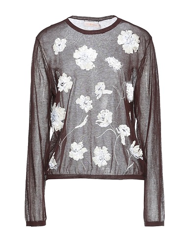 TORY BURCH Jumper Dark brown 80% Cotton, 20% Polyamide, Polyester