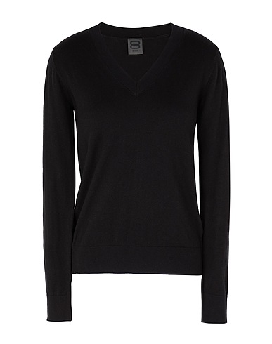 8 by YOOX Pullover Nero 70% Cotone organico, 20% Poliammide, 10% Seta