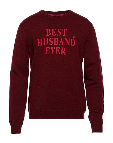 SUN 68 Sweater Burgundy 50% Wool, 50% Cotton