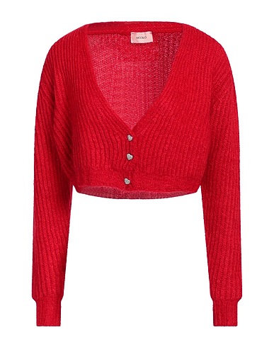 VICOLO Cardigan Red 40% Acrylic, 30% Polyamide, 30% Mohair wool
