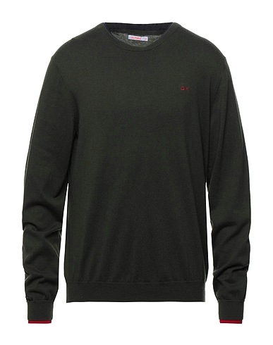SUN 68 Pullover Verde militare 50% Lana Merino, 50% Cotone