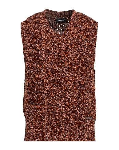 DSQUARED2 Sleeveless sweater Orange 100% Wool, Cow leather