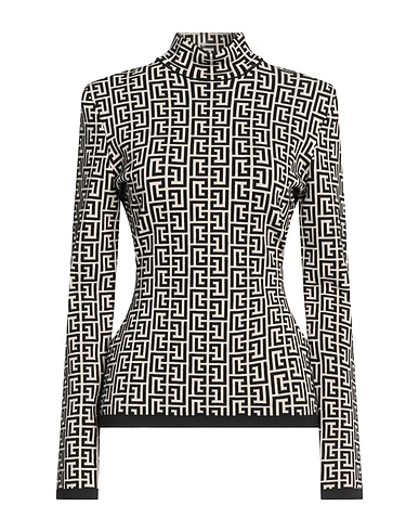 BALMAIN Polo neck Beige 48% Wool, 31% Viscose, 19% Polyamide, 2% Elastane