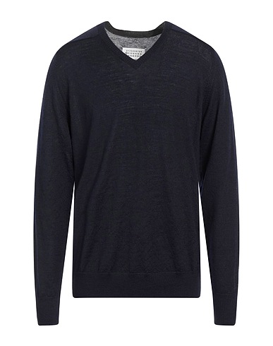 MAISON MARGIELA Jumper Midnight blue 100% Wool, Cow leather