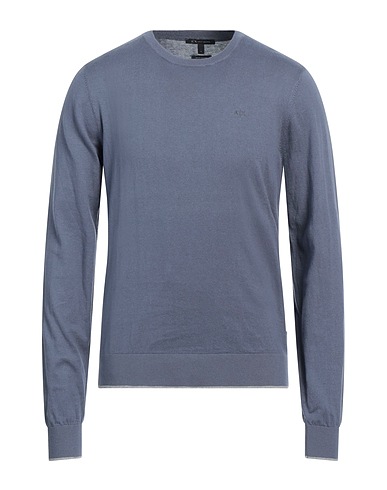 ARMANI EXCHANGE Jumper Slate blue 95% Cotton, 5% Cashmere, Polyamide, Elastane