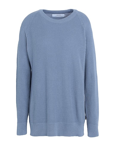 DEDICATED. Jumper Sweater Karlskrona Transfer Knit 
 Slate blue 50% Organic cotton, 50% Tencel™ Lyocell