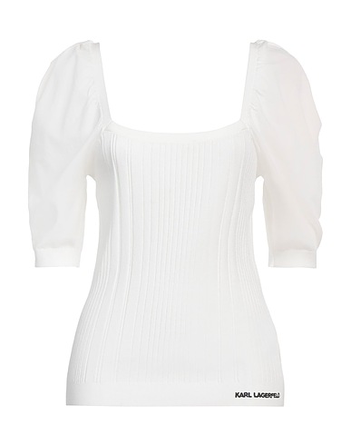 KARL LAGERFELD Sweater LIGHTWEIGHT PUFFY SLV TOP White 83% Recycled viscose, 17% Polyester