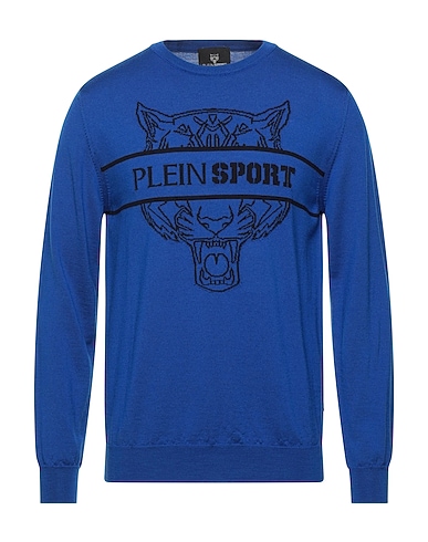 PLEIN SPORT Jumper Bright blue 100% Merino Wool