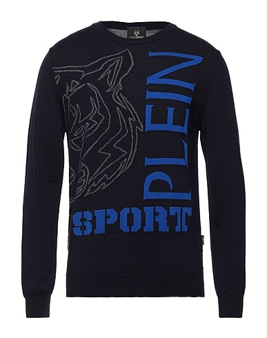 PLEIN SPORT Pullover Blu notte 100% Lana Merino