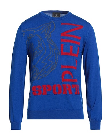 PLEIN SPORT Jumper Blue 100% Merino Wool