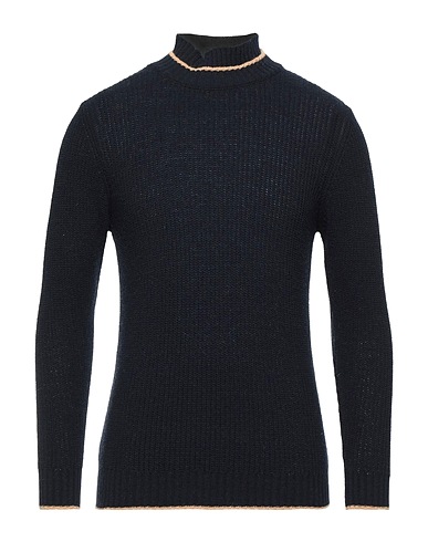 DANIELE ALESSANDRINI HOMME Polo neck Midnight blue 80% Wool, 20% Polyamide