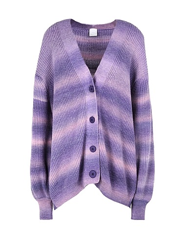8 by YOOX Cardigan PRINTED KNIT TIE&DYE OVERSIZED CARDIGAN
 Purple 85% Acrylic, 15% Wool