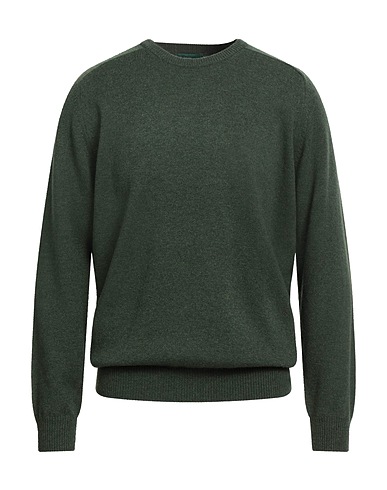ALAN PAINE Pullover Verde militare 100% Lana d'agnello