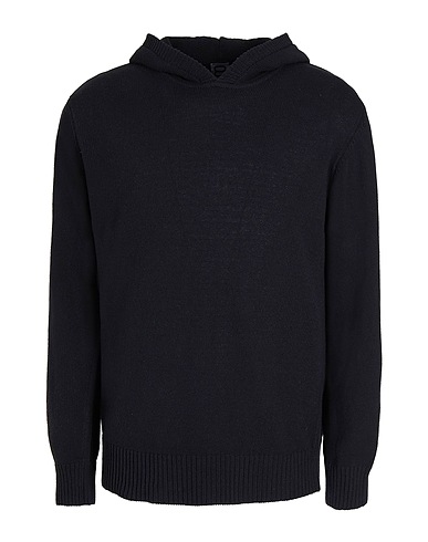 8 by YOOX Jumper RECYCLED COTTON BLEND RELAXED FIT KNITWEAR HOODIE
 Black 75% Recycled cotton, 20% Recycled polyester, 5% Other Fibres