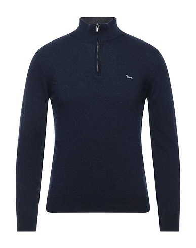 HARMONT & BLAINE Jumper with zip Midnight blue 35% Polyamide, 30% Wool, 30% Viscose, 5% Cashmere