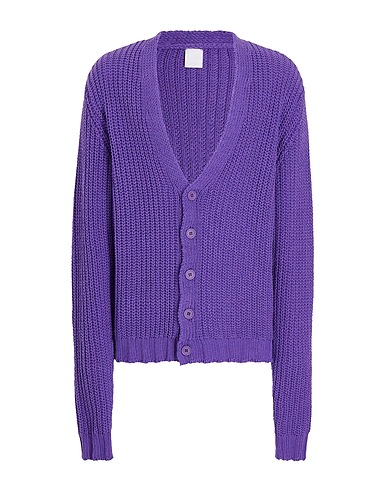 8 by YOOX Cardigan RECYCLED COTTON RELAXED FIT CARDIGAN Viola 75% Cotone riciclato, 20% Poliestere riciclato, 5% Altre Fibre