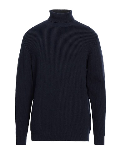 PEOPLE OF SHIBUYA Polo neck Navy blue 95% Cotton, 5% PBT - Polybutylene terephthalate