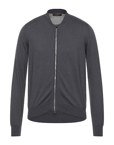MOORER Pullover mit Zipper  Braungrau 78% Baumwolle, 14% Seide, 8% Kaschmir