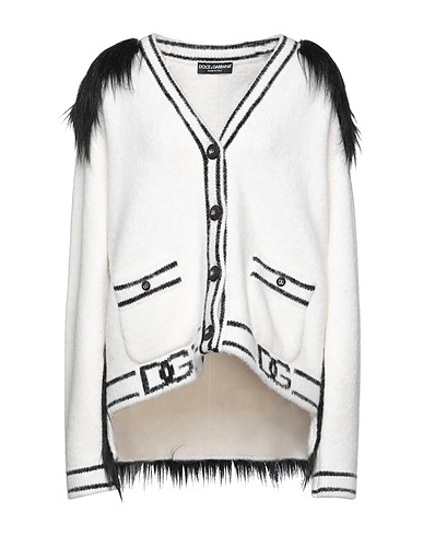 DOLCE&GABBANA Strickjacke Weiß 38% Alpakawolle, 35% Synthetische Fasern, 14% Polyamid, 10% Kaschmir, 3% Wolle