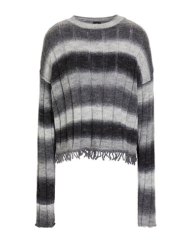 8 by YOOX Pullover MULTICOLOR CREW-NECK FRINGED SWEATER
 Grau 70% Acryl, 30% Wolle