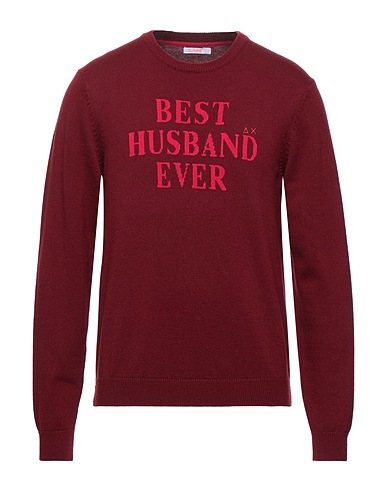 SUN 68 Jumper Burgundy 50% Wool, 50% Cotton