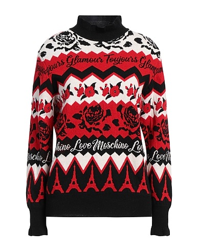 LOVE MOSCHINO Polo neck Red 80% Wool, 20% Polyamide