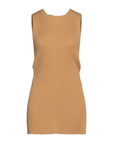 SEMICOUTURE Sleeveless sweater Camel 85% Cotton, 15% Polyester