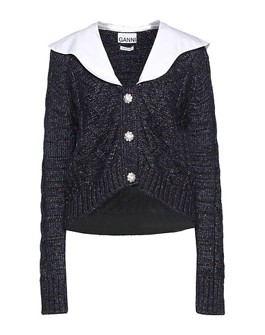 GANNI Cardigan Midnight blue 25% Wool, 24% Acrylic, 21% Synthetic fibers, 20% Cotton, 10% Alpaca wool