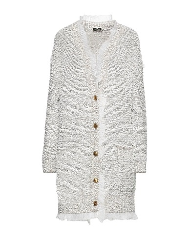 ELISABETTA FRANCHI Strickjacke Weiß 50% Polyamid, 25% Synthetische Fasern, 18% Wolle, 4% Mohairwolle, 3% Alpakawolle
