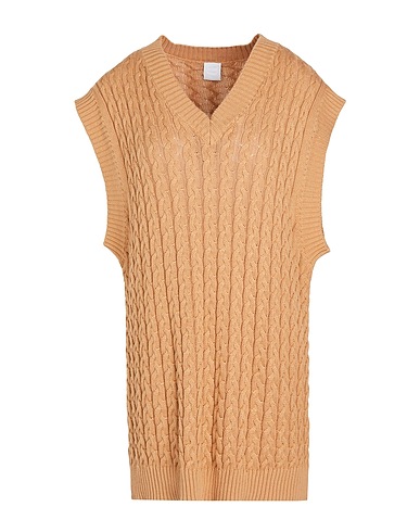8 by YOOX Jumper CABLE KNIT SLEEVELESS JUMPER
 Camel 100% Organic cotton