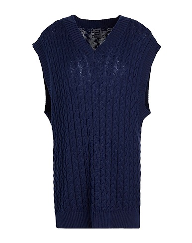 8 by YOOX Sleeveless sweater CABLE KNIT SLEEVELESS JUMPER
 Midnight blue 100% Organic cotton