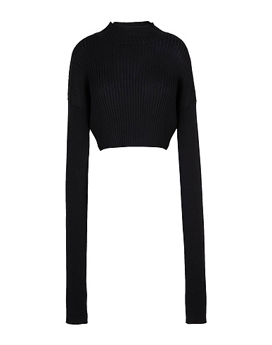 8 by YOOX Dolcevita RIBBED KNIT CROPPED MOCK-NECK
 Nero 100% Cotone organico