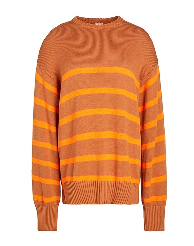 8 by YOOX Pullover STRIPED KNIT REGULAR FIT CREW-NECK
 Braun 100% Organische Baumwolle